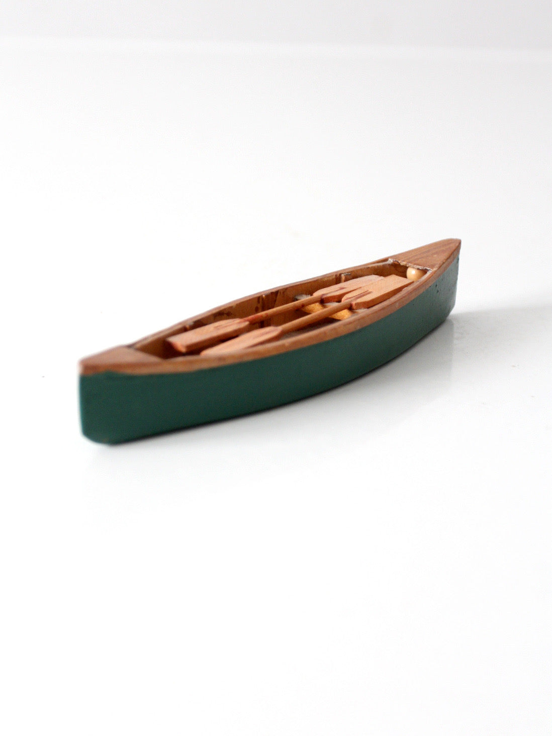 mid-century handmade wooden canoe model