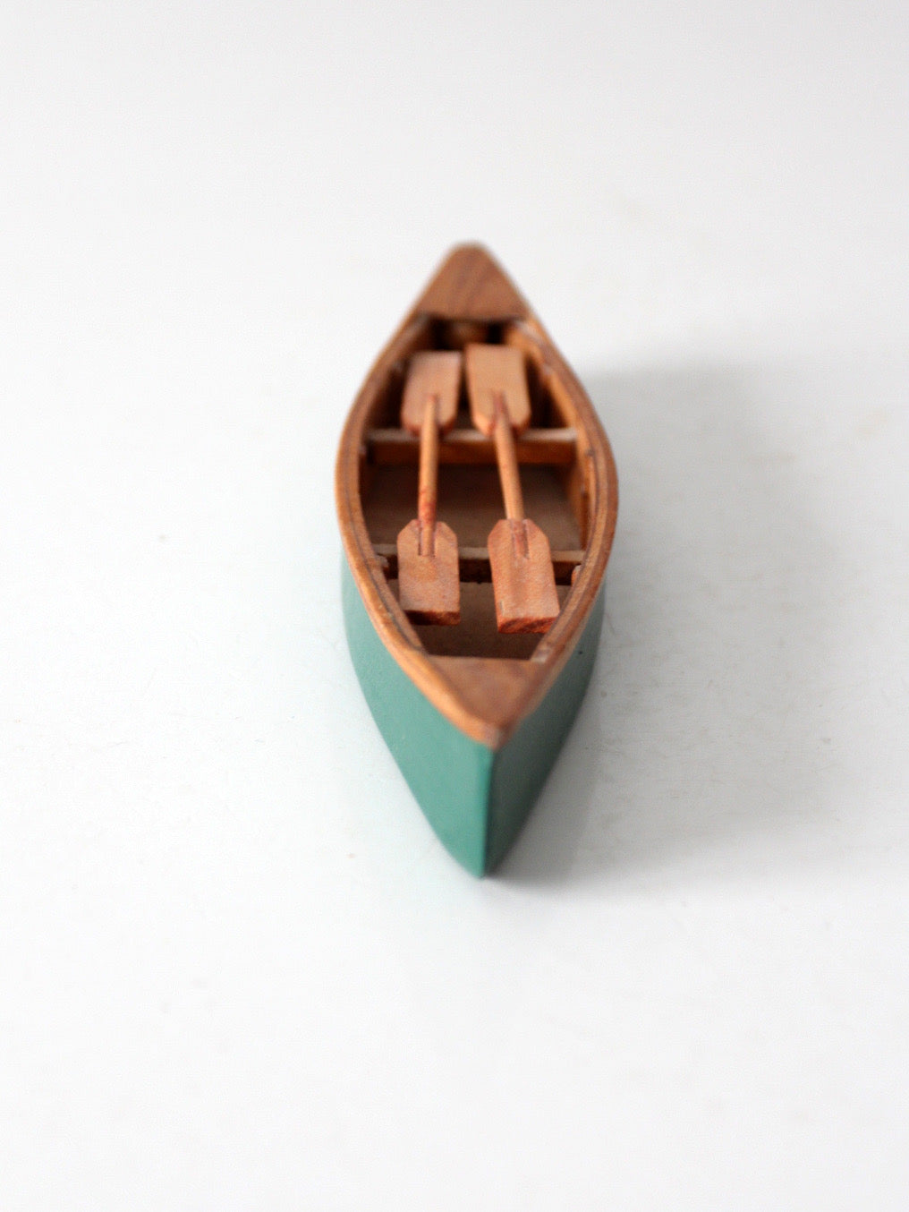 mid-century handmade wooden canoe model