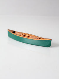 mid-century handmade wooden canoe model