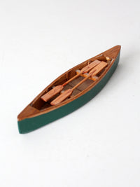 mid-century handmade wooden canoe model