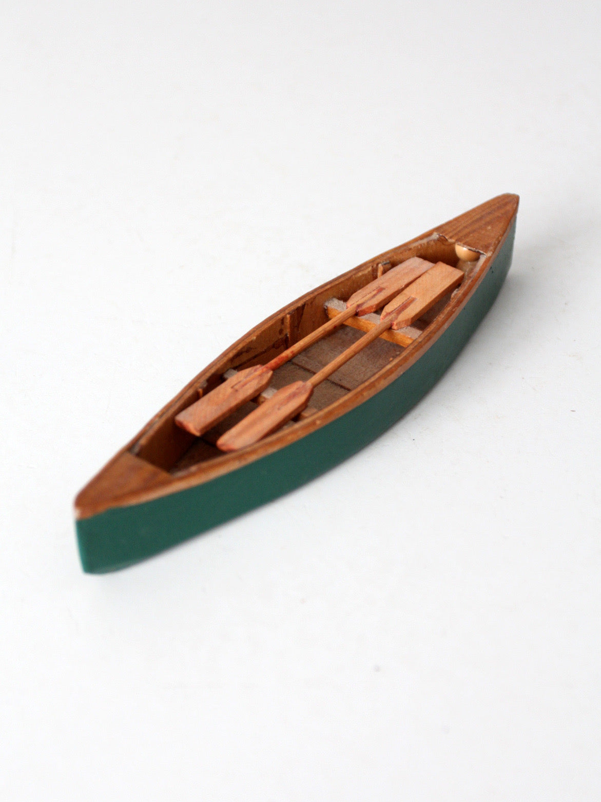 mid-century handmade wooden canoe model
