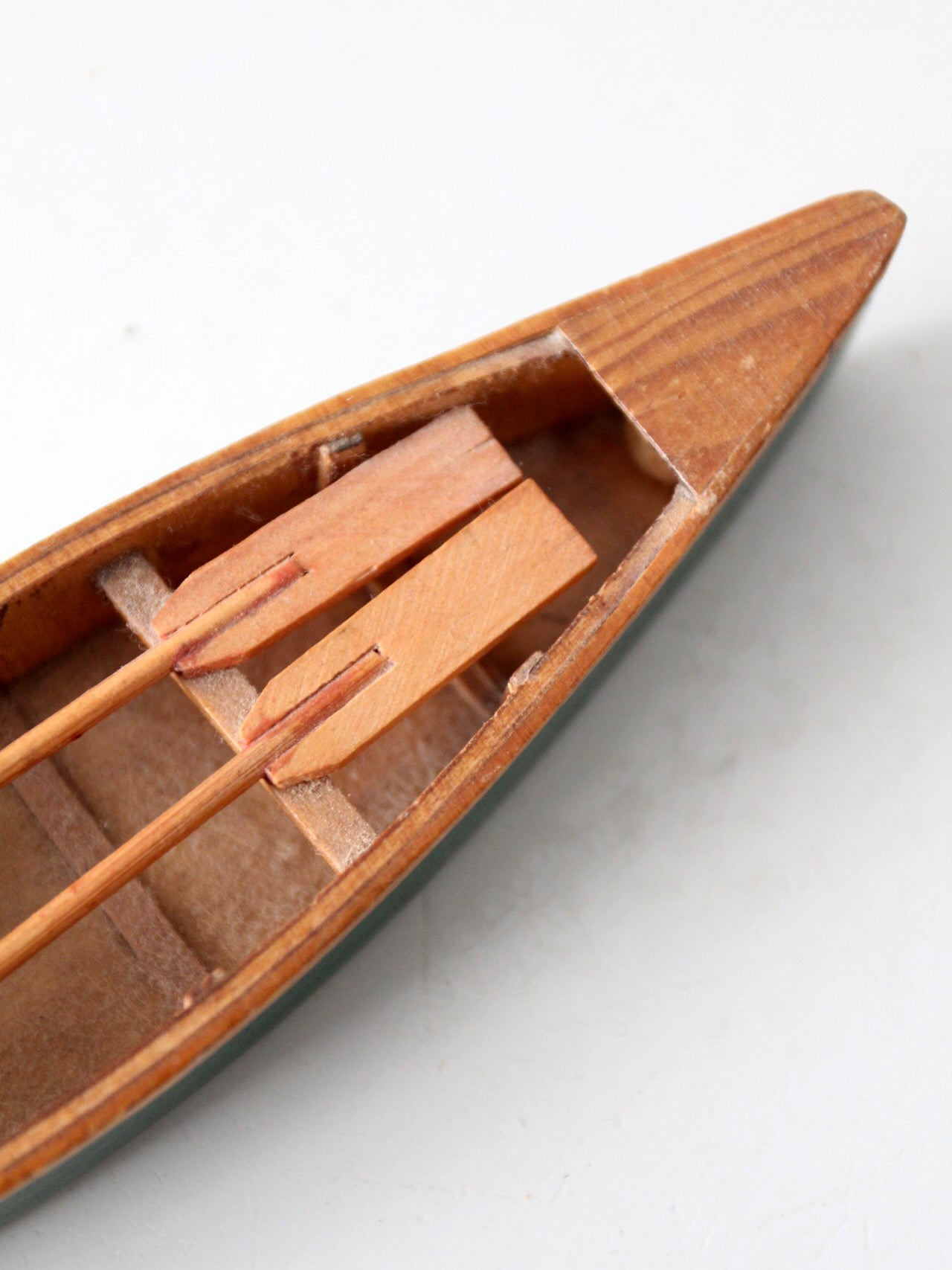 mid-century handmade wooden canoe model