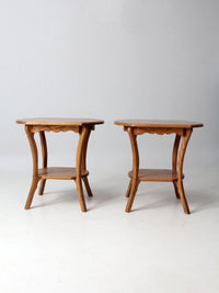 pair of vintage oak Colonial Revival style end tables