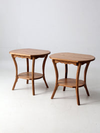 pair of vintage oak Colonial Revival style end tables