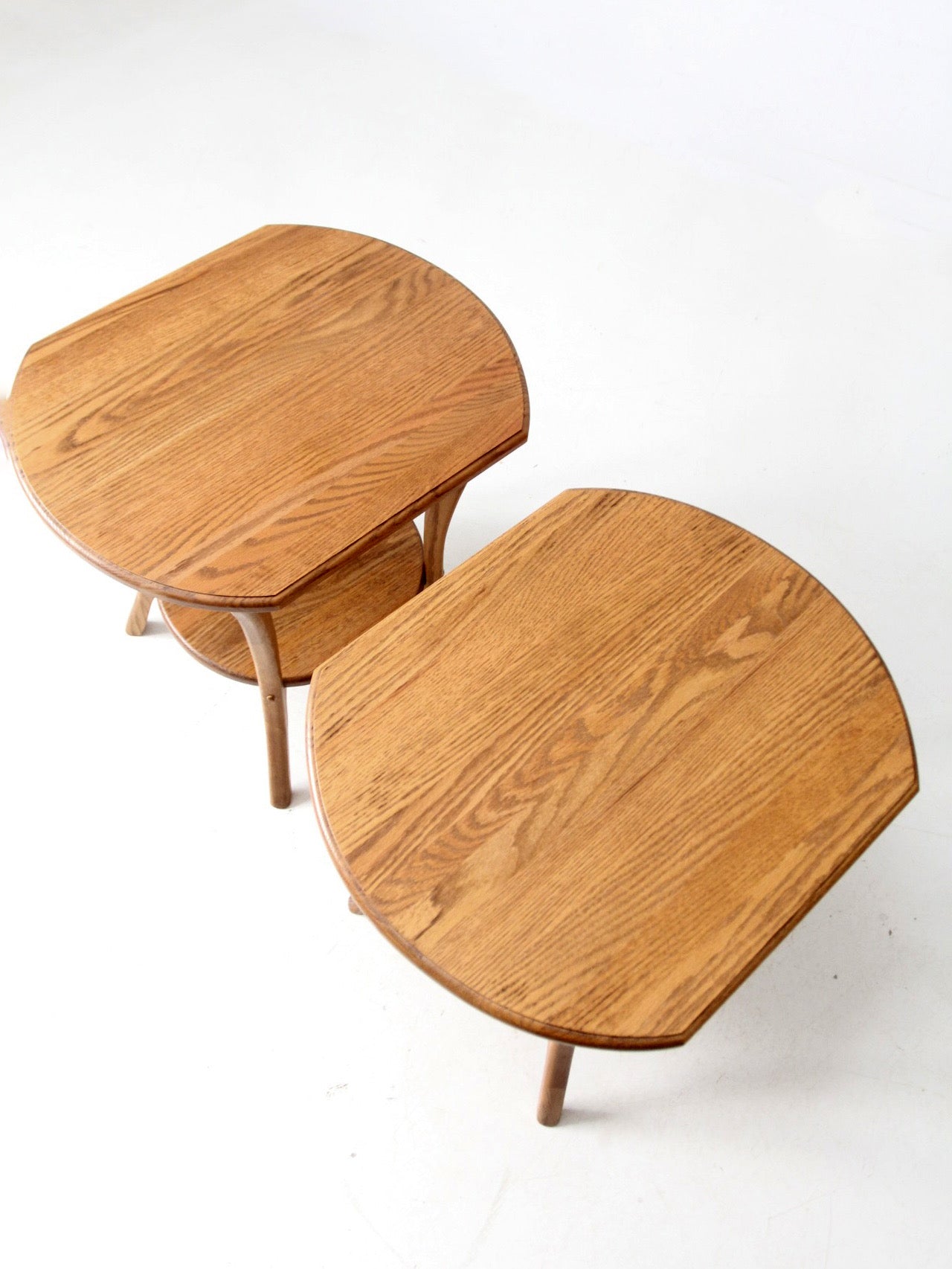 pair of vintage oak Colonial Revival style end tables