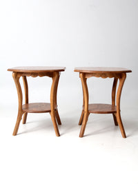pair of vintage oak Colonial Revival style end tables