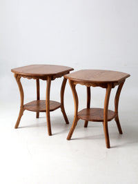 pair of vintage oak Colonial Revival style end tables