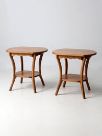 pair of vintage oak Colonial Revival style end tables