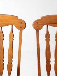pair of mid-century Singer Furniture wood dining chairs with upholstered seats