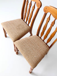 pair of mid-century Singer Furniture wood dining chairs with upholstered seats