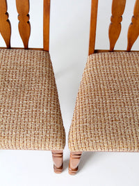 pair of mid-century Singer Furniture wood dining chairs with upholstered seats
