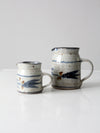 vintage English studio pottery pitcher set of 2