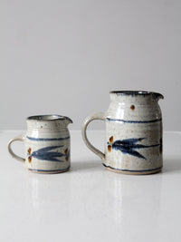 vintage English studio pottery pitcher set of 2