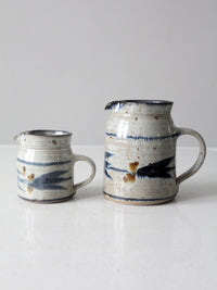 vintage English studio pottery pitcher set of 2