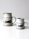 vintage English studio pottery pitcher set of 2