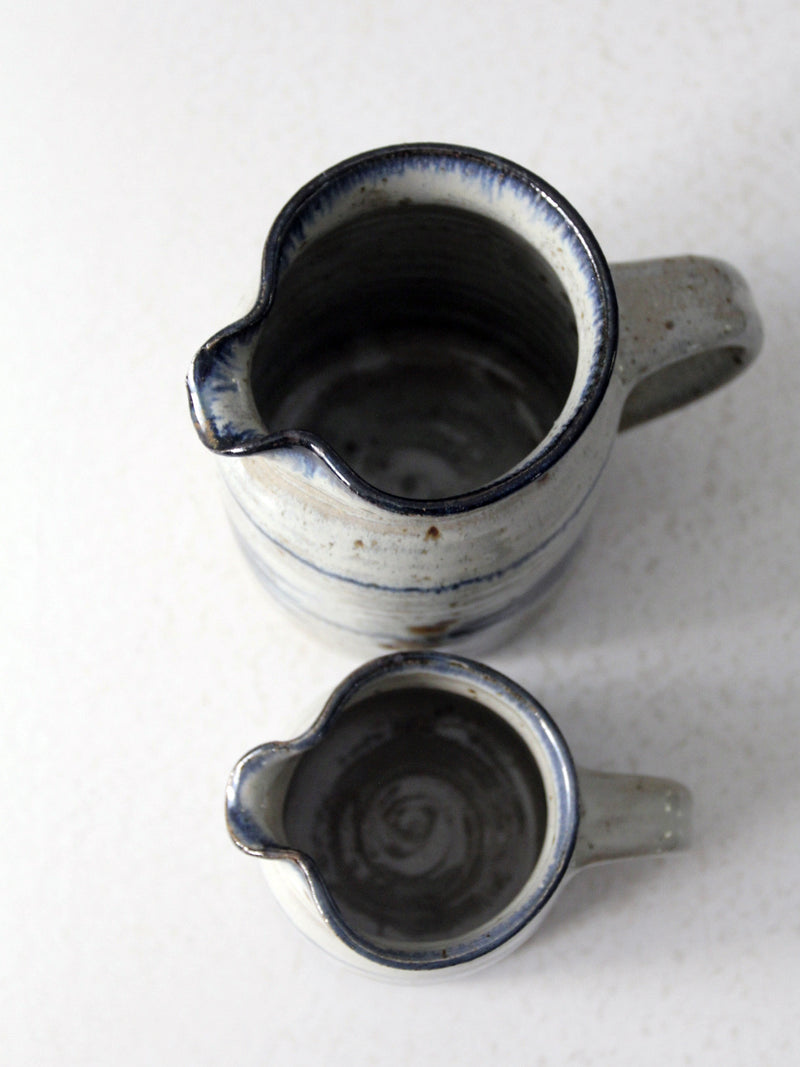 vintage English studio pottery pitcher set of 2