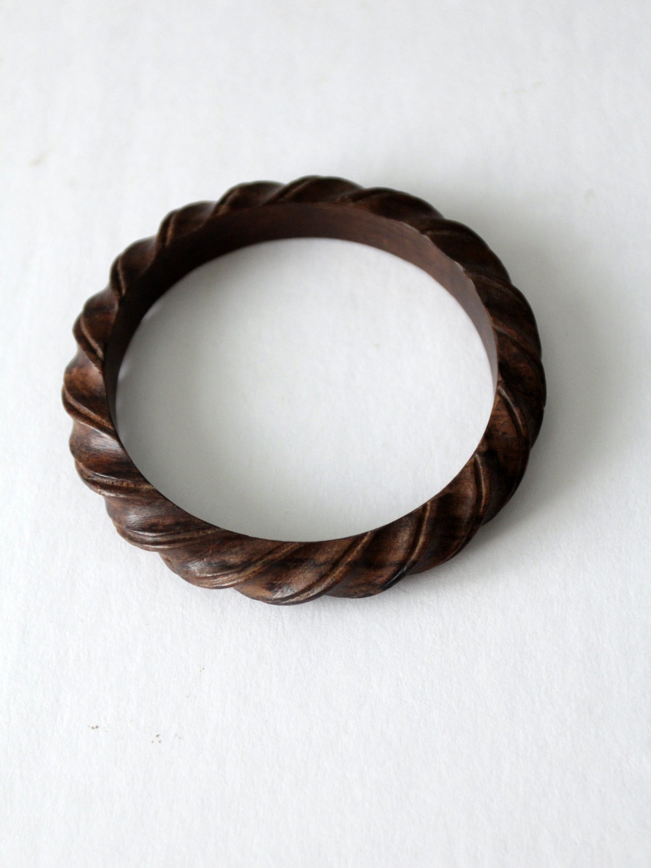 vintage carved wood bangle bracelet