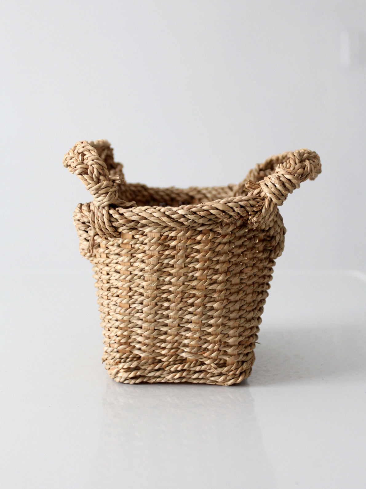 vintage woven basket with handles
