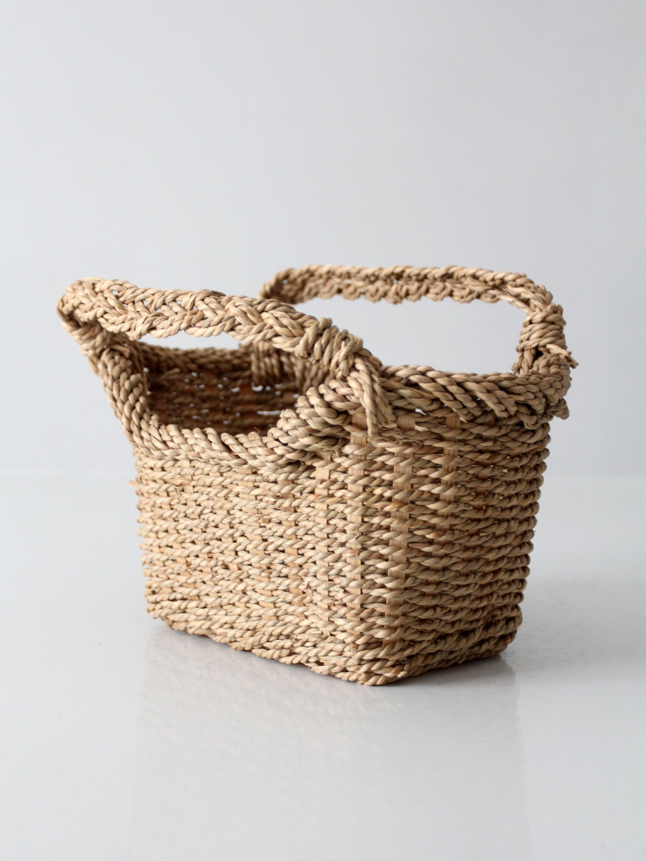 vintage woven basket with handles