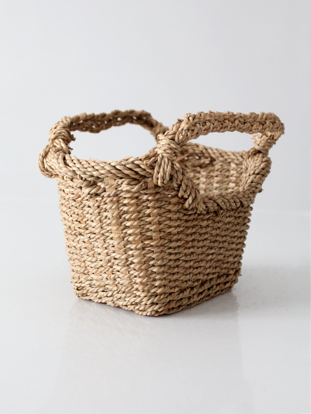 vintage woven basket with handles