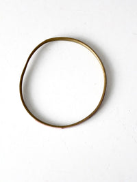 1970s pink shell inlay brass bangle bracelet