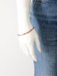 1970s pink shell inlay brass bangle bracelet