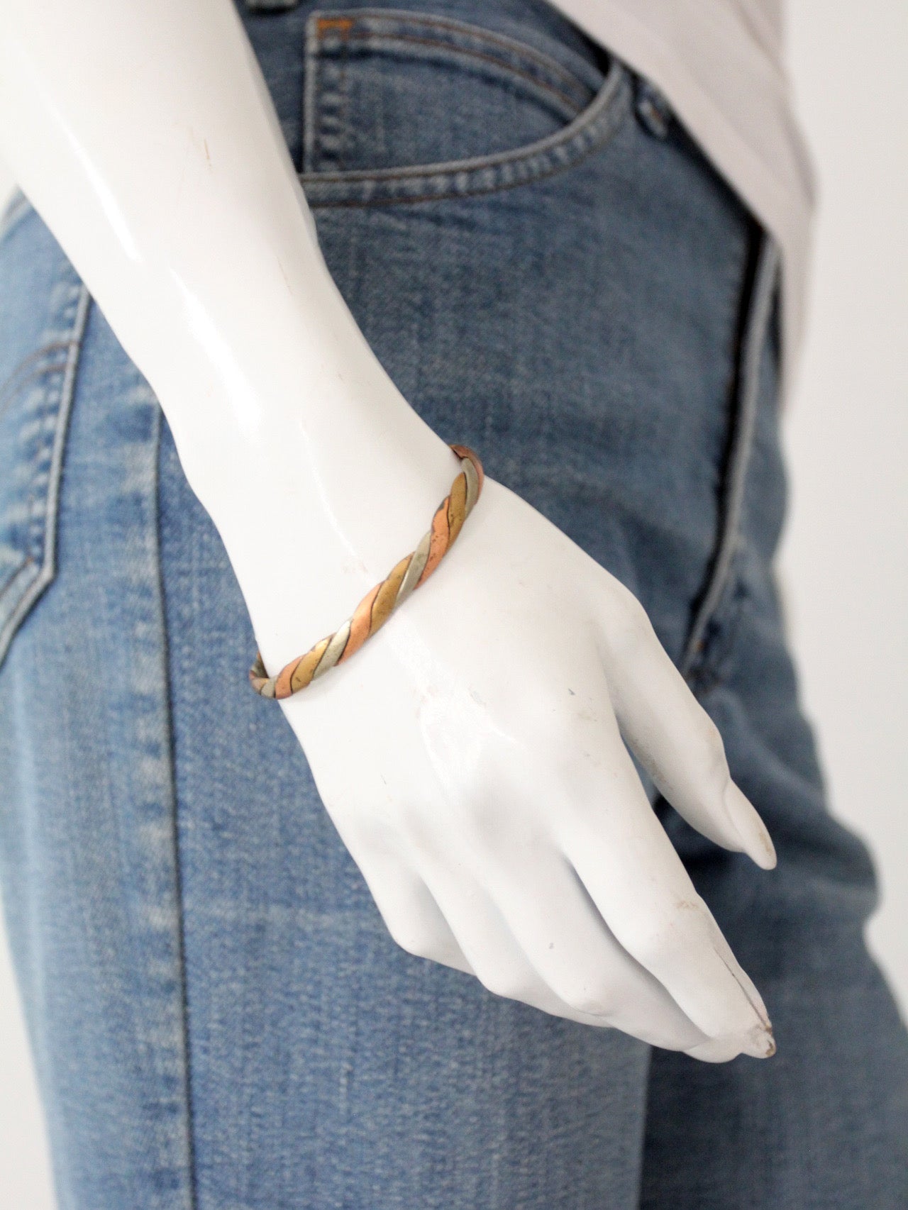 vintage mixed metal twisted cuff bracelet