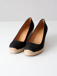J.Crew black canvas espadrille wedge pumps | Size 6.5