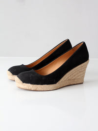 J.Crew black canvas espadrille wedge pumps | Size 6.5