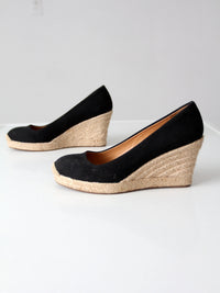 J.Crew black canvas espadrille wedge pumps | Size 6.5