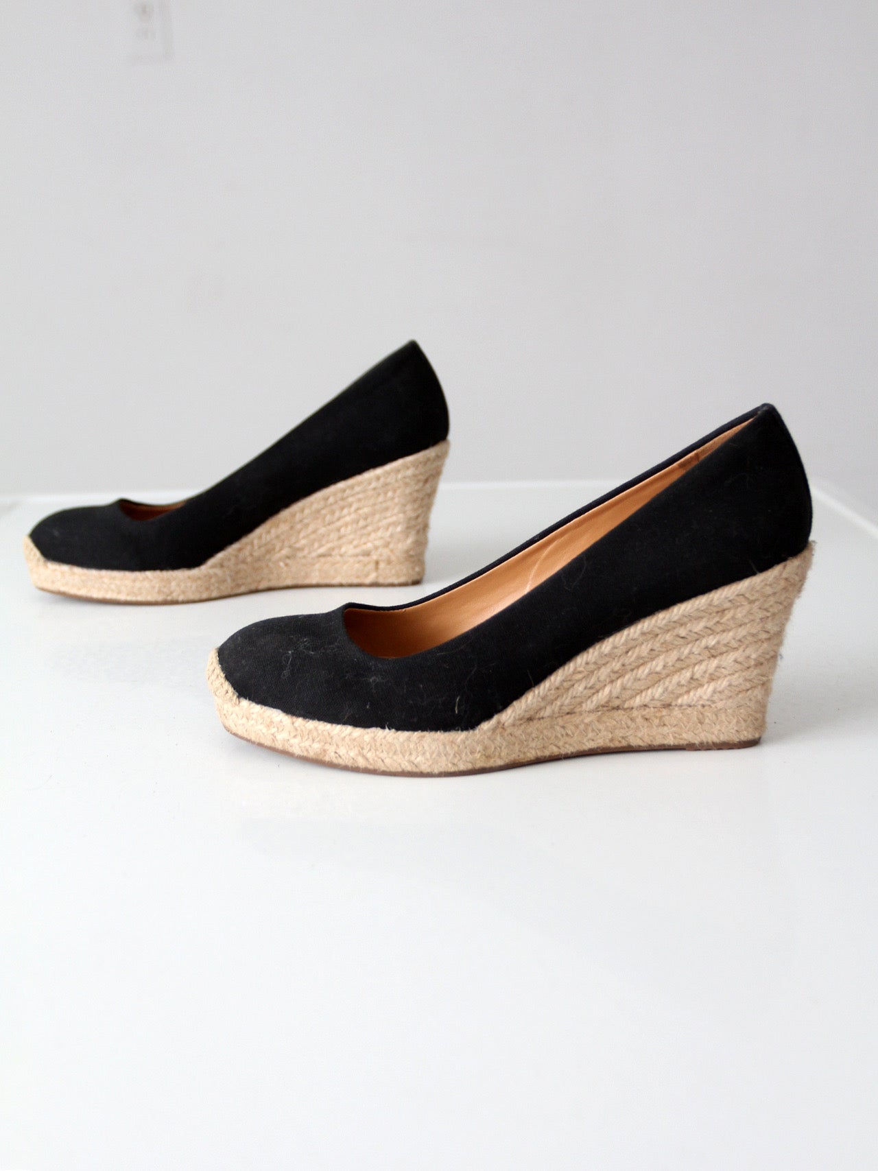 J.Crew black canvas espadrille wedge pumps | Size 6.5