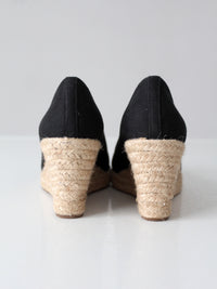 J.Crew black canvas espadrille wedge pumps | Size 6.5