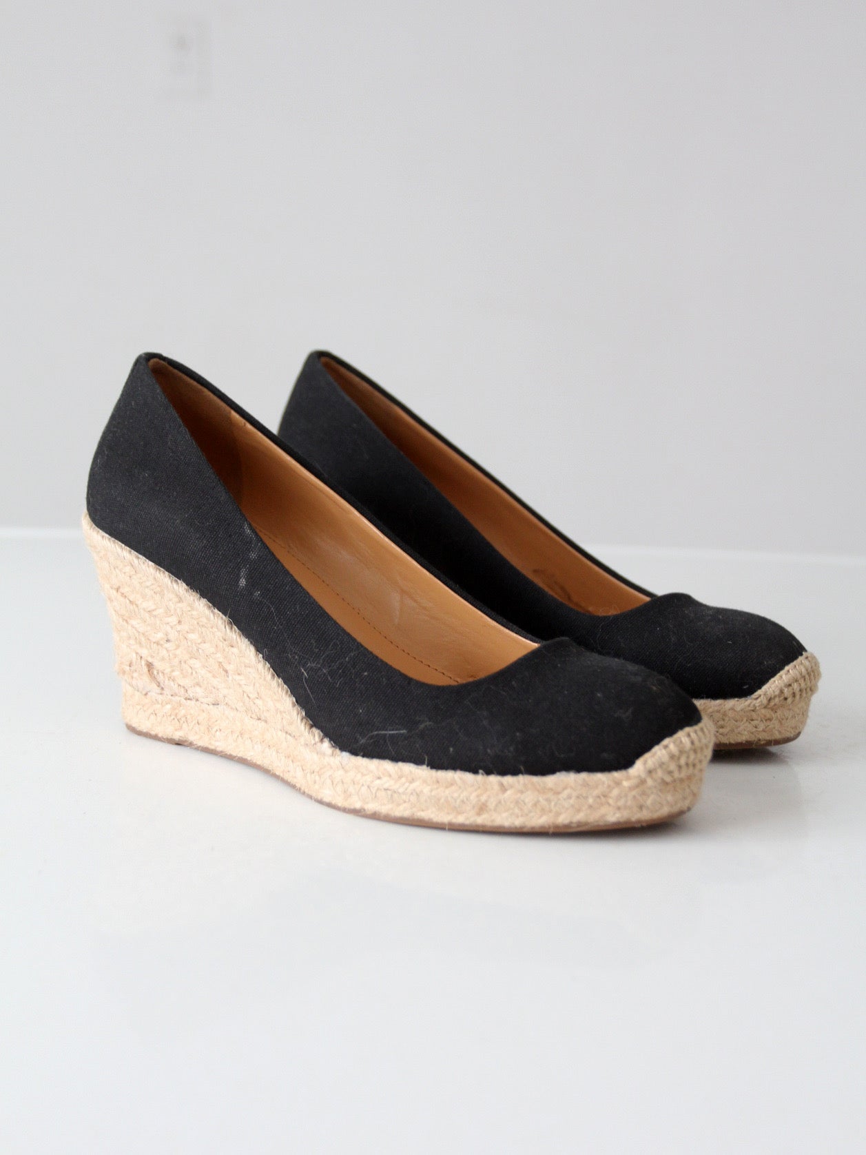J.Crew black canvas espadrille wedge pumps | Size 6.5