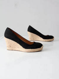 J.Crew black canvas espadrille wedge pumps | Size 6.5