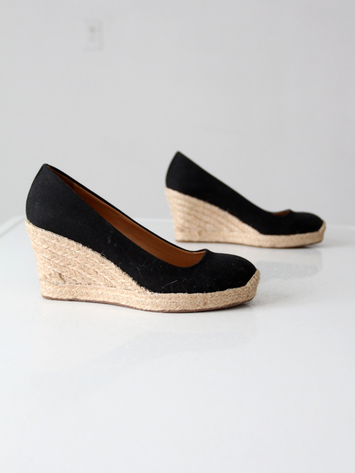 J.Crew black canvas espadrille wedge pumps | Size 6.5