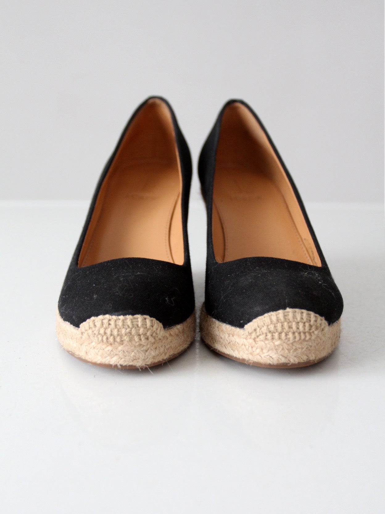J.Crew black canvas espadrille wedge pumps | Size 6.5
