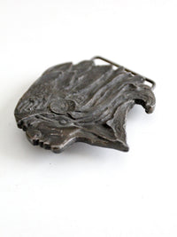 vintage 1970s Native American chief Western belt buckle