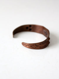 vintage stamped copper Southwestern cuff