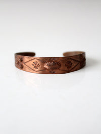 vintage stamped copper Southwestern cuff