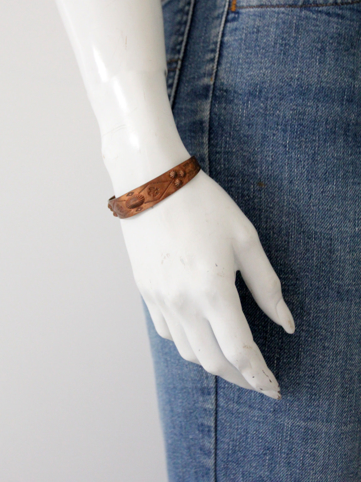 vintage stamped copper Southwestern cuff