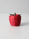 vintage red wicker apple shaped basket