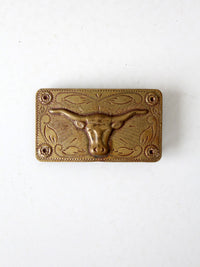 vintage brass longhorn western belt buckle