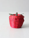 vintage red wicker apple shaped basket