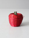 vintage red wicker apple shaped basket