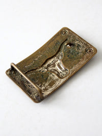vintage brass longhorn western belt buckle