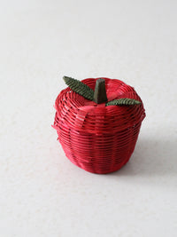 vintage red wicker apple shaped basket