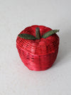 vintage red wicker apple shaped basket
