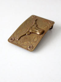 vintage brass longhorn western belt buckle