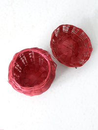 vintage red wicker apple shaped basket