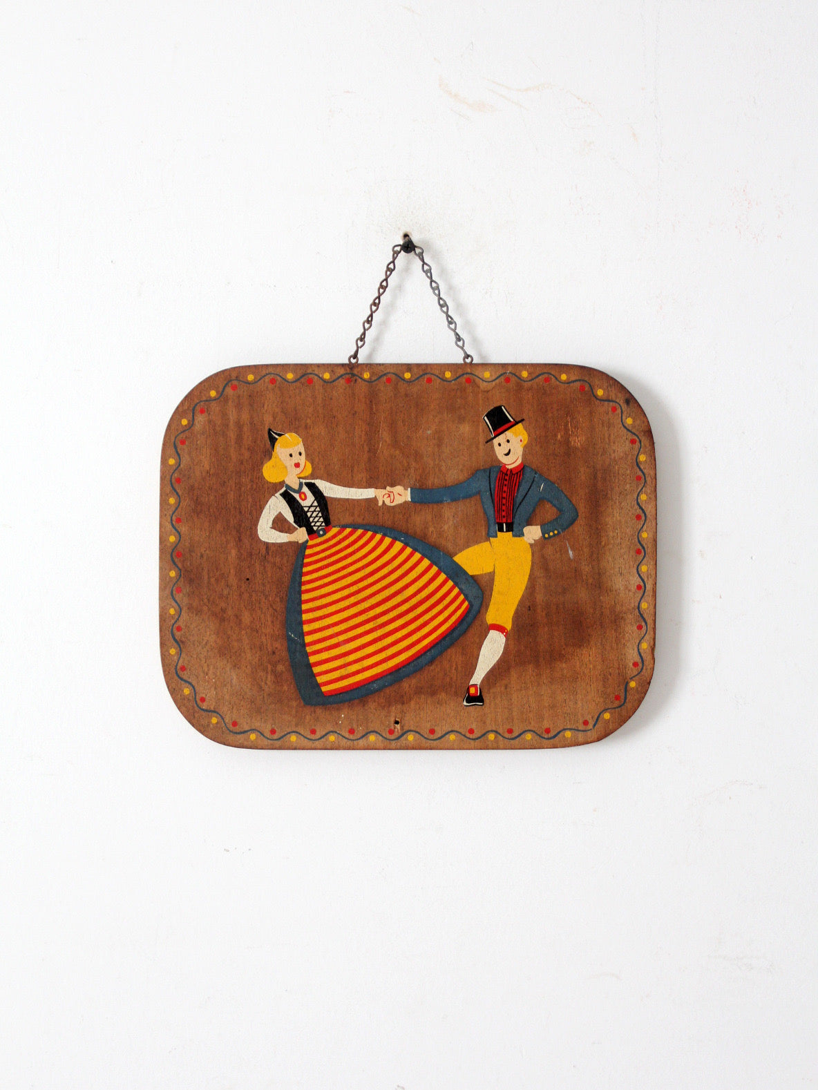 vintage hand-painted folk art wall art